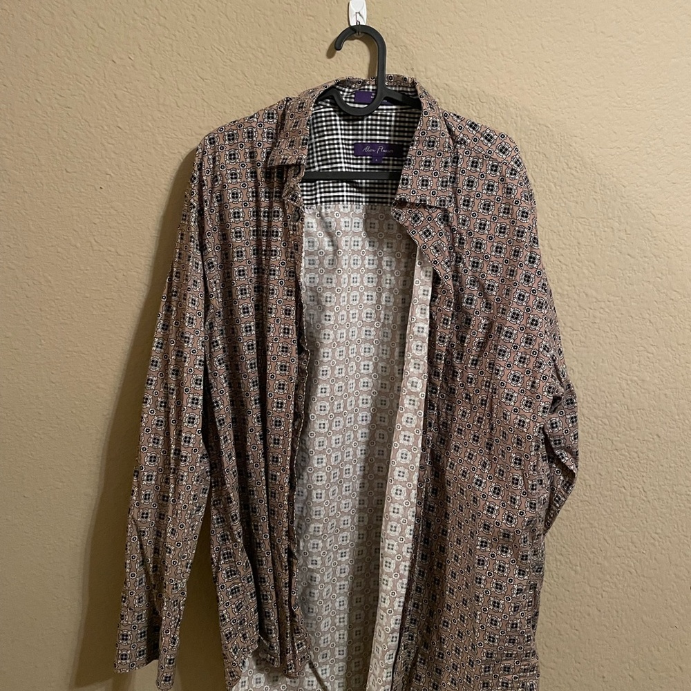 Alan Flusser Brown and Black Patterned Shirt Jacket